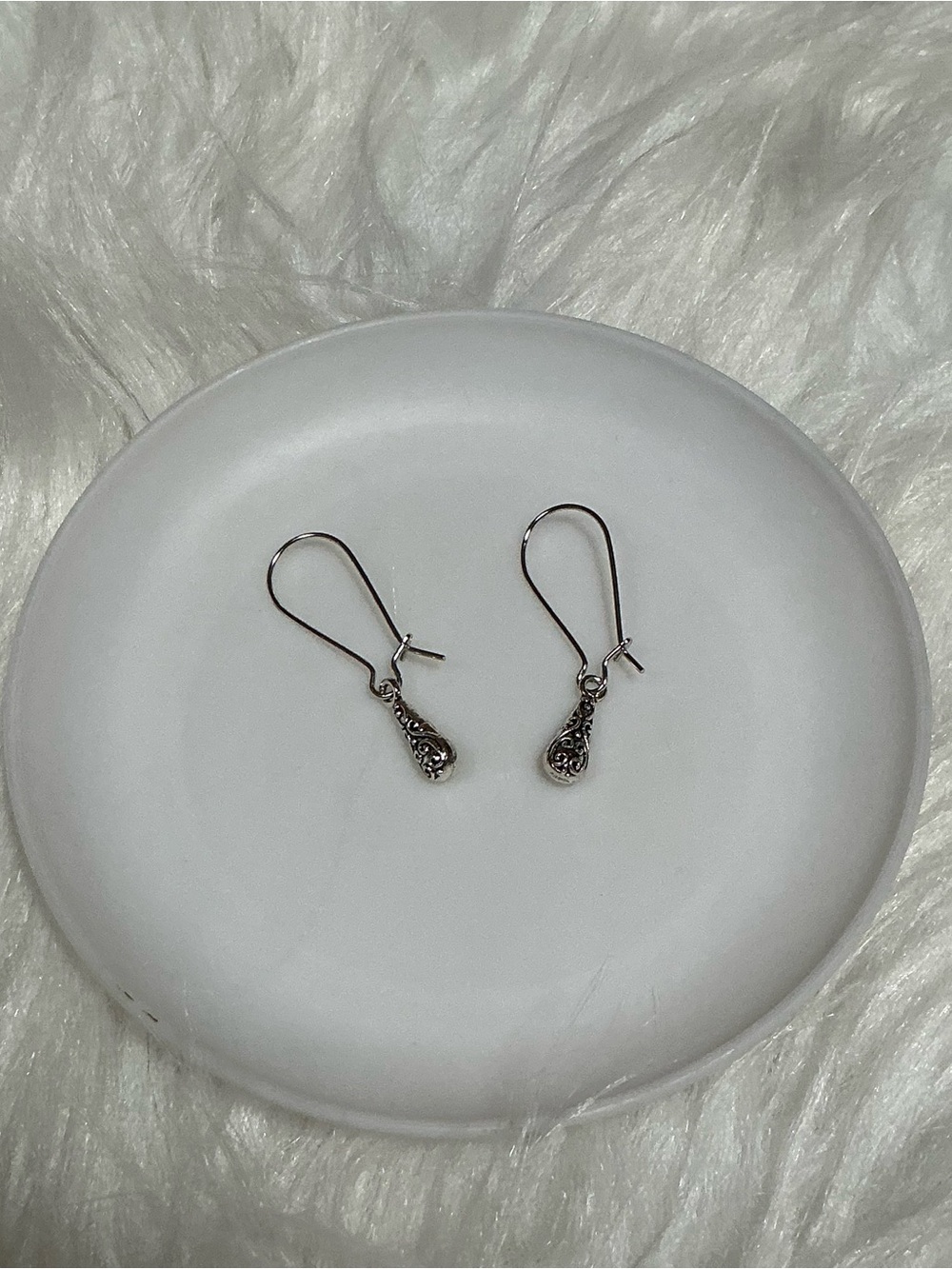 Tiny/small silver-tone dangle earrings for women